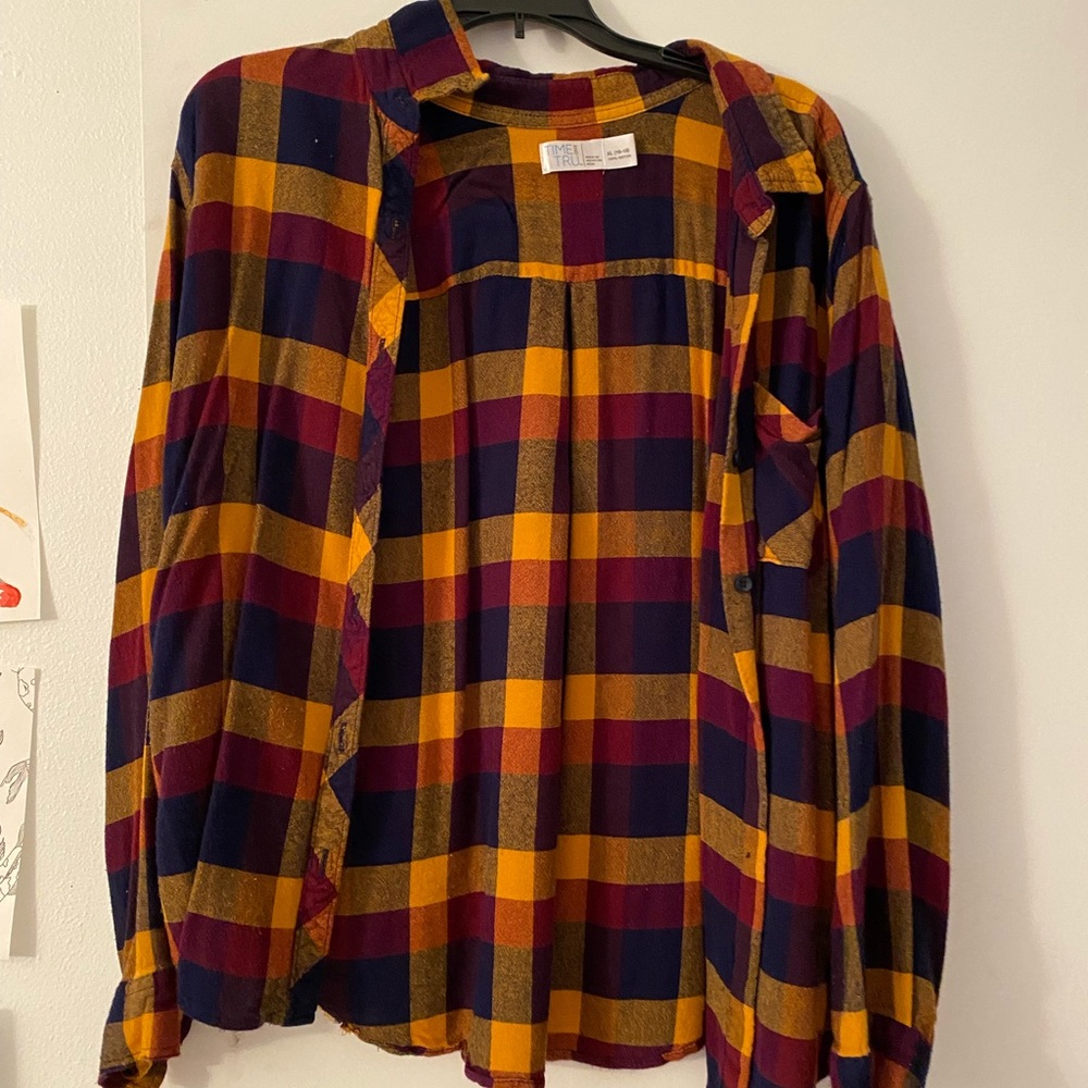 Time and Tru Yellow and Purple Flannel